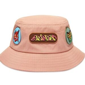 NWT Brain Dead Pink Bucket Hat Coral Unisex Rubber Patches